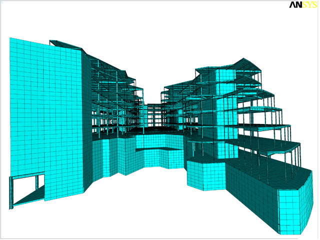 Modèle éléments finis du bâtiment T8